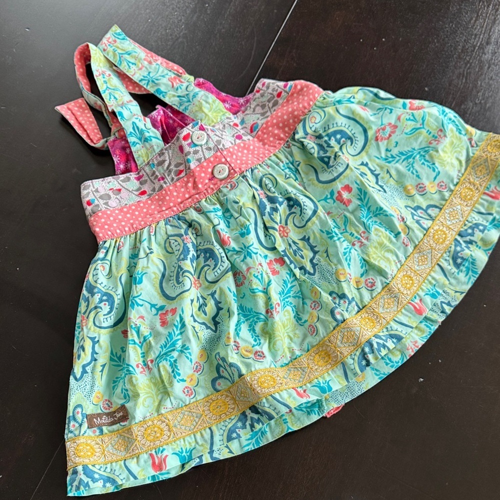 Matilda Jane Coral Pink & Aqua Floral Sundress Top - Picture 7 of 7